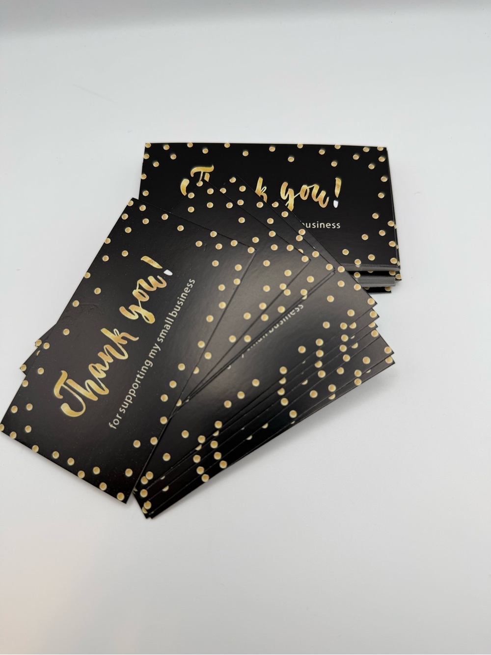 50 Pack Black with Gold Polka Dot "Thank You" Business Cards